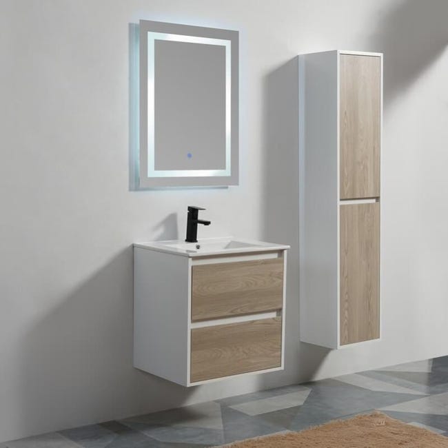 Pack Meuble Suspendu Scandinave 60 Cm Miroir Retro Eclairage Led Connec T 60 Contenu Du Pack 6123414a3c01a Leroy Merlin