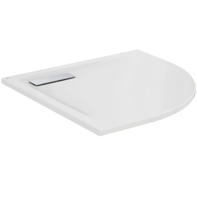 Plato de ducha de esquina 80x80 cm de cerámica blanco brillante serie  Atlanta Blanco
