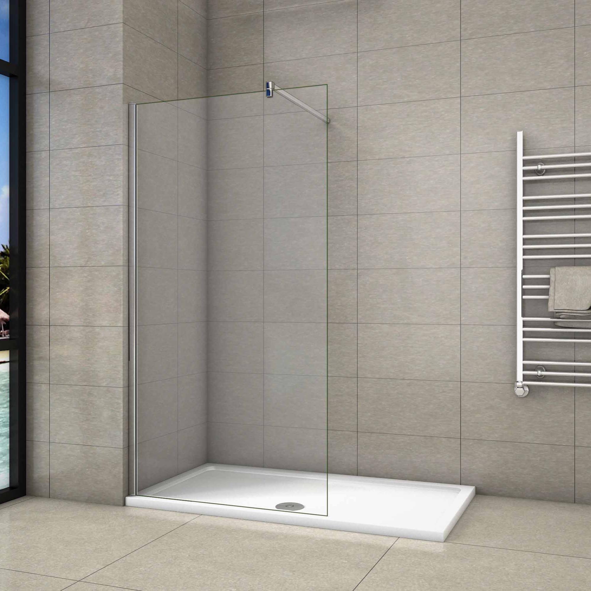 Parete Doccia Walk In AICA 60x200cm - Vetro Temperato 8mm Trasparente, Barra Stabilizzatrice 140cm - Foto 10