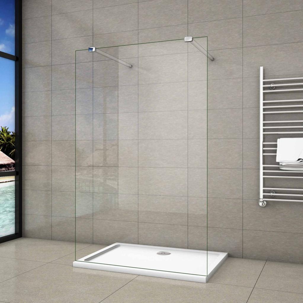 Parete Doccia Walk In 120x200 Cm - Vetro Temperato 8mm Anticalcare | Profilo Nero Opaco | Barra Stabilizzatrice Regolabile - Foto 9