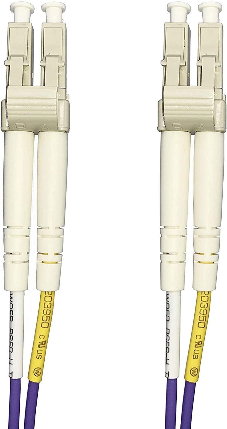 Elfcam® - Cable a Fibre Optique LC/UPC a LC/UPC OM4 Multimode Duplex, Jarretiere Fibre Optique 50/125um LSZH (100M) - 2