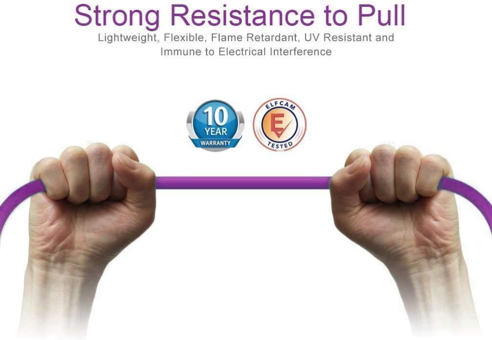 Elfcam® - Cable a Fibre Optique LC/UPC a LC/UPC OM4 Multimode Duplex, Jarretiere Fibre Optique 50/125um LSZH (100M) - 4