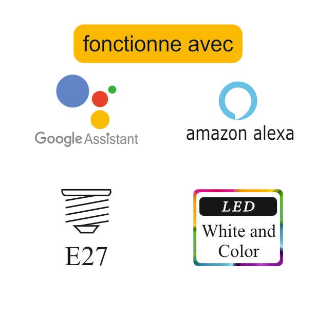 Ampoule Connectée Google Home Alexa Echo Wifi Led 7w Multicolore Yonis à  Prix Carrefour