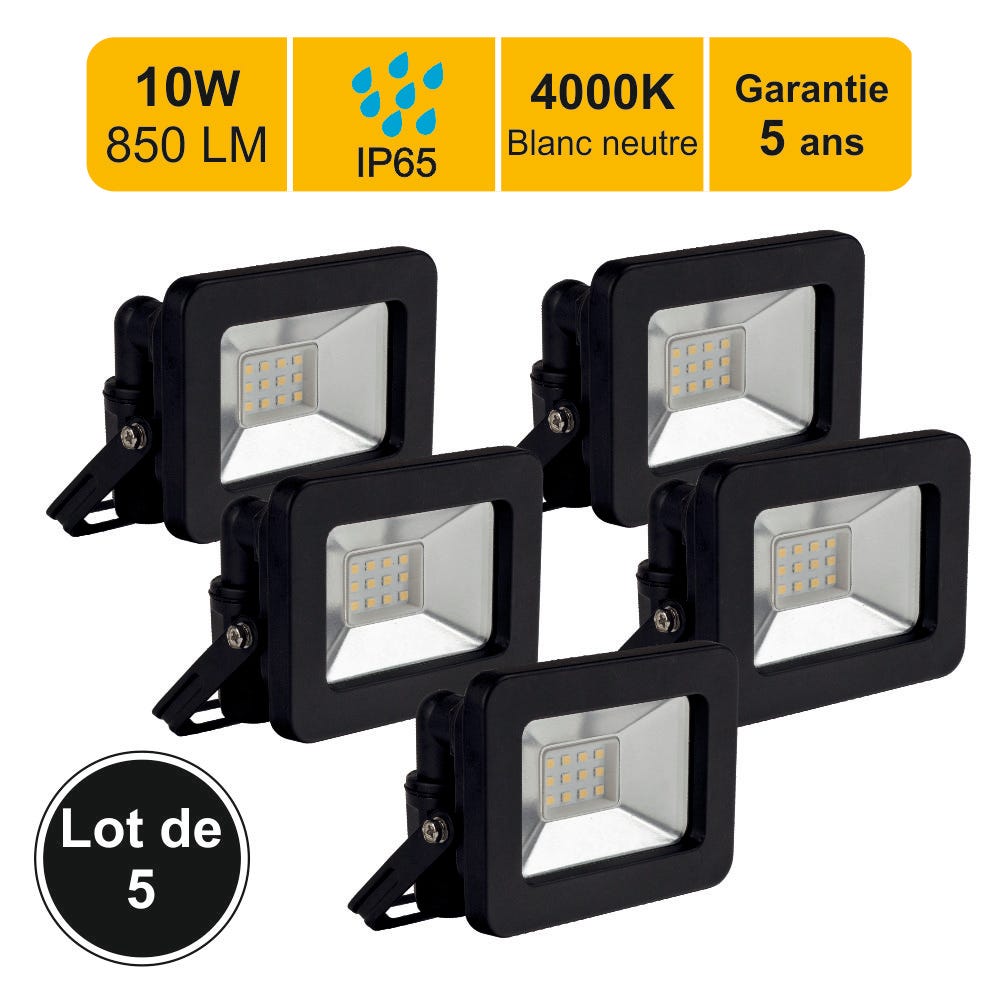 Projecteur LED Noir + Détecteur 100W 4000K IP65 GARANTIE 5 ANS