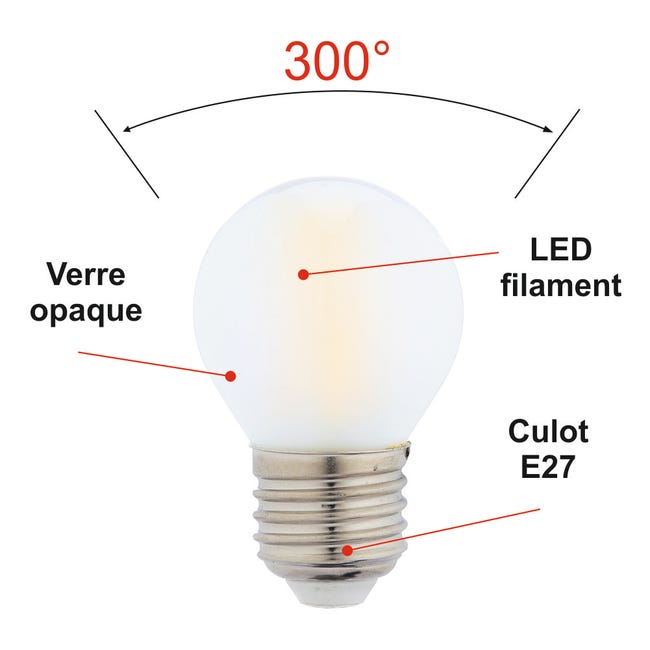 Lot de 10 ampoules LED filament E27 4W 470Lm 2700K - garantie 2 ans