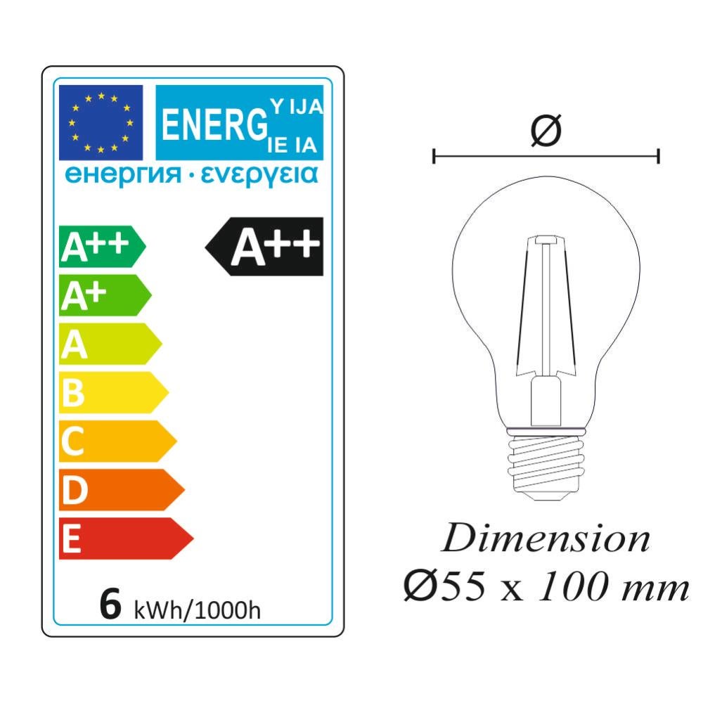 Lot de 12 ampoules LED filament E27 6W 660Lm 2700K - garantie 2 ans - 4