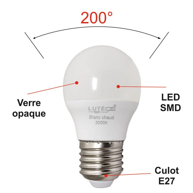 Lot de 50 Ampoules LED E27 10W Blanc Chaud 2700K