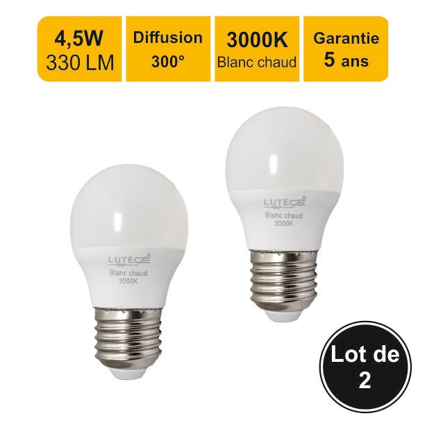 Pack de 30 ampoules LED E27 dimmables, blanc chaud, 4 watts