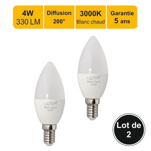 E14 (petit) culot Ampoule bougie LED Mela, 5w 3000K (Blanc chaud)