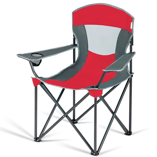 COSTWAY Chaise de Camping Pliante avec Pare-Soleil Réglable Porte-Gobelet  Accoudoirs et Sac Poratble Charge