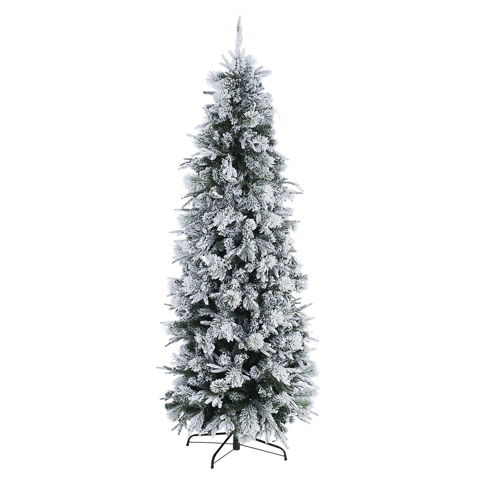 Albero di natale innevato Dresda Slim in PE Real touch + PP Effetto Aghi  di PIno PVC + Flock / 180 cm