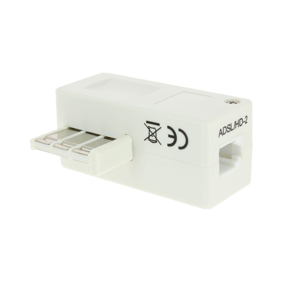 Filtre ADSL - Prise Gigogne / Connecteur RJ11 Femelle (Blanc) - Label Emmaüs
