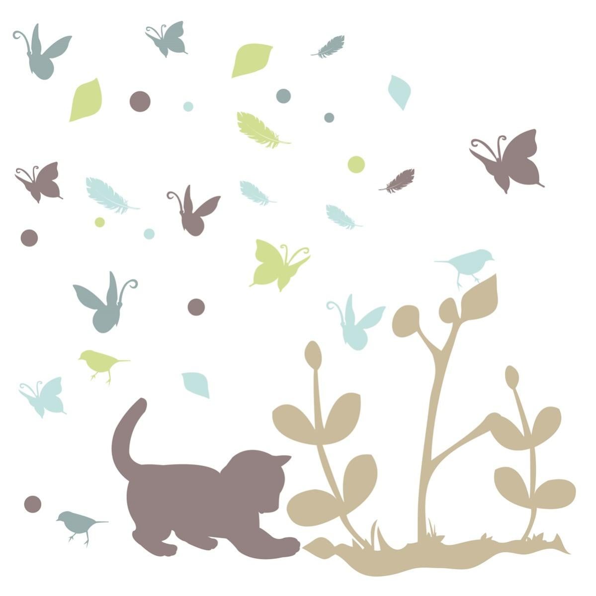 Stickers Chaton Bleu 31x44 Cm Lilipouce Leroy Merlin