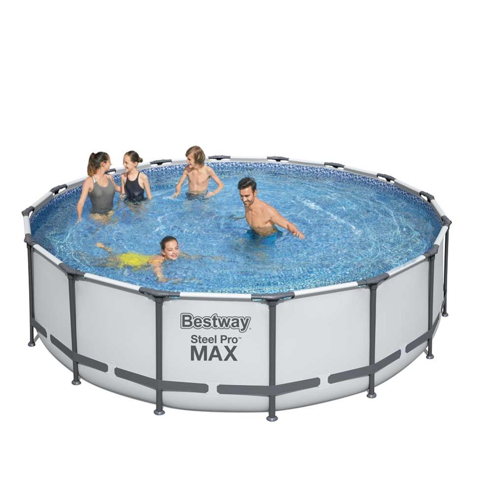 Kit Piscine Hors Sol Tubulaire Bestway Steel Pro Max - 488 X 122 Cm - Ronde (Avec Un Filtre A Cartouche, Une Pompe, Une Bâch…