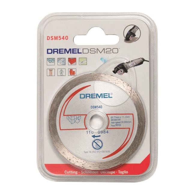 Disco de corte de diamante Dremel S540 para materiales duros/DSM20 - Ø 77  mm
