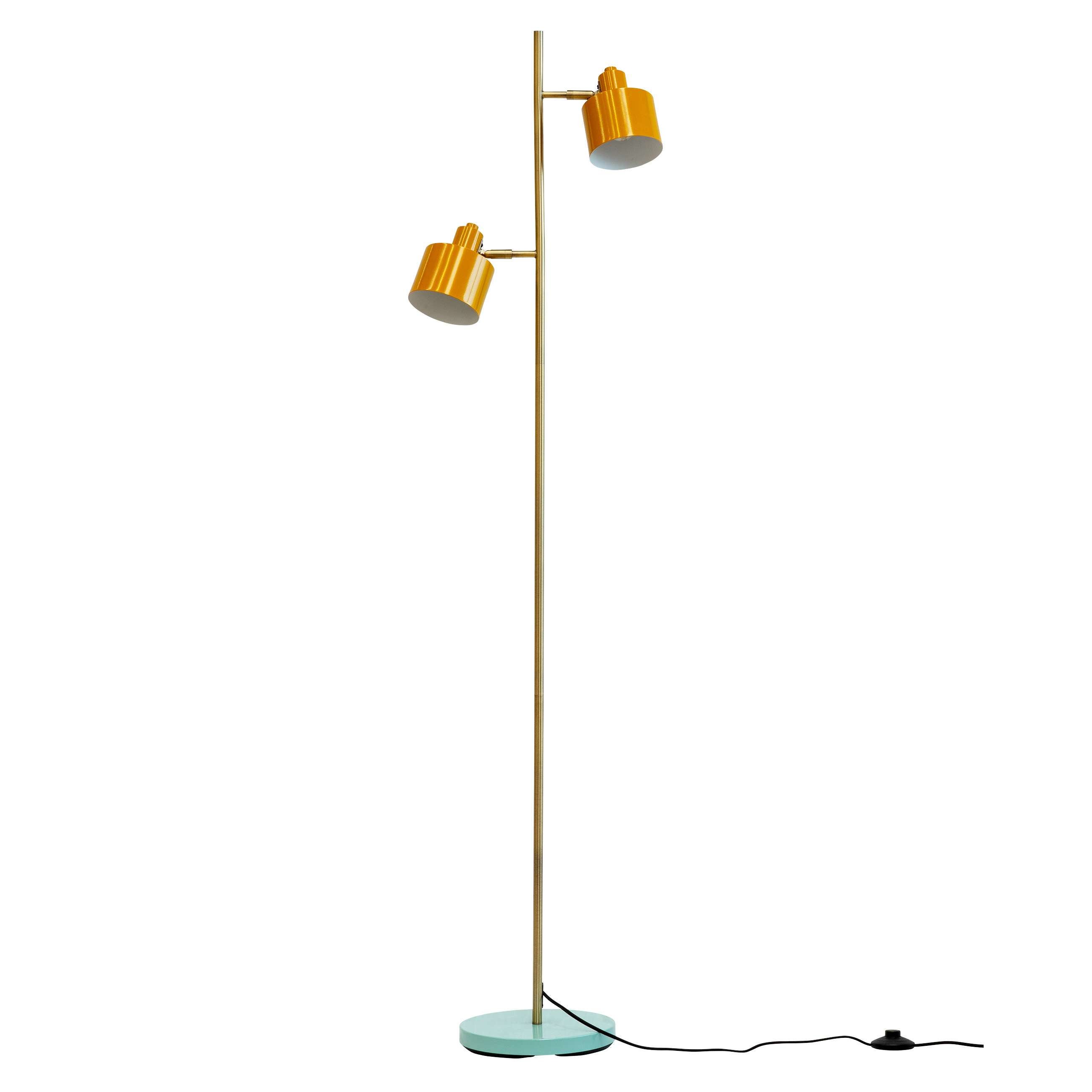 Lampadaire en métal curry laiton turquoise, h 160 cm d 11 cm ocean - dyberg larsen