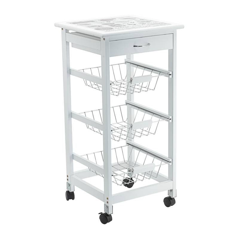 CARRELLO CUCINA CM.37X76 BIANCO