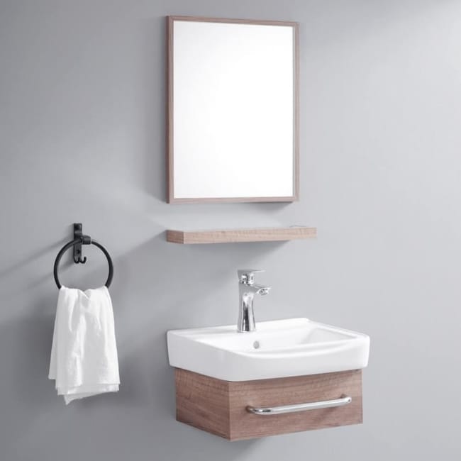 Ensemble Meuble De Salle De Bain Gain De Place Bois 44x36 Cm Id Leroy Merlin