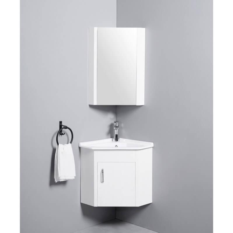 Meuble De Salle De Bain D Angle Gain De Place Lave Main Blanc Creme 42x42 Cm Corner Leroy Merlin