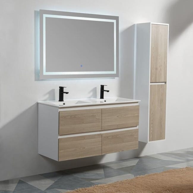Pack Meuble Scandinave 120 Cm Miroir Rectangle Led Connec T 120 Contenu Du Pack 614c7acf3350a Leroy Merlin