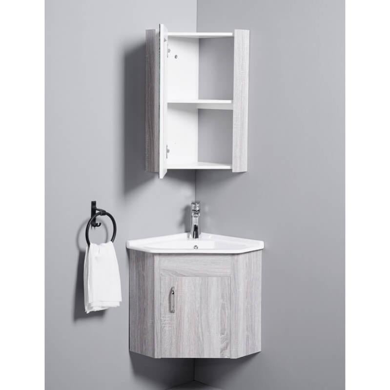 Meuble De Salle De Bain D Angle Gain De Place Lave Main Fil Blanchi 42x42 Cm Corner Leroy Merlin