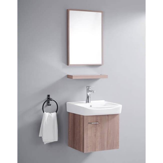 Ensemble Petit Meuble De Salle De Bain Bois 44x36 Cm Daily Leroy Merlin