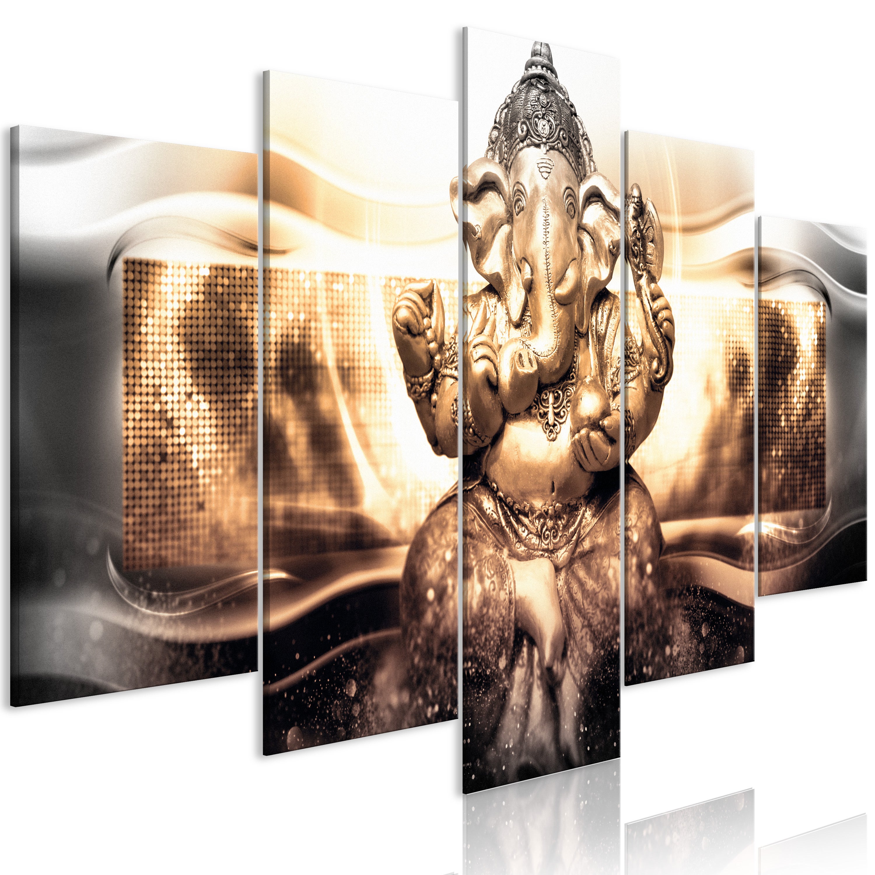 Quadro - Buddha Style (5 Parts) Golden Wide - 100x50