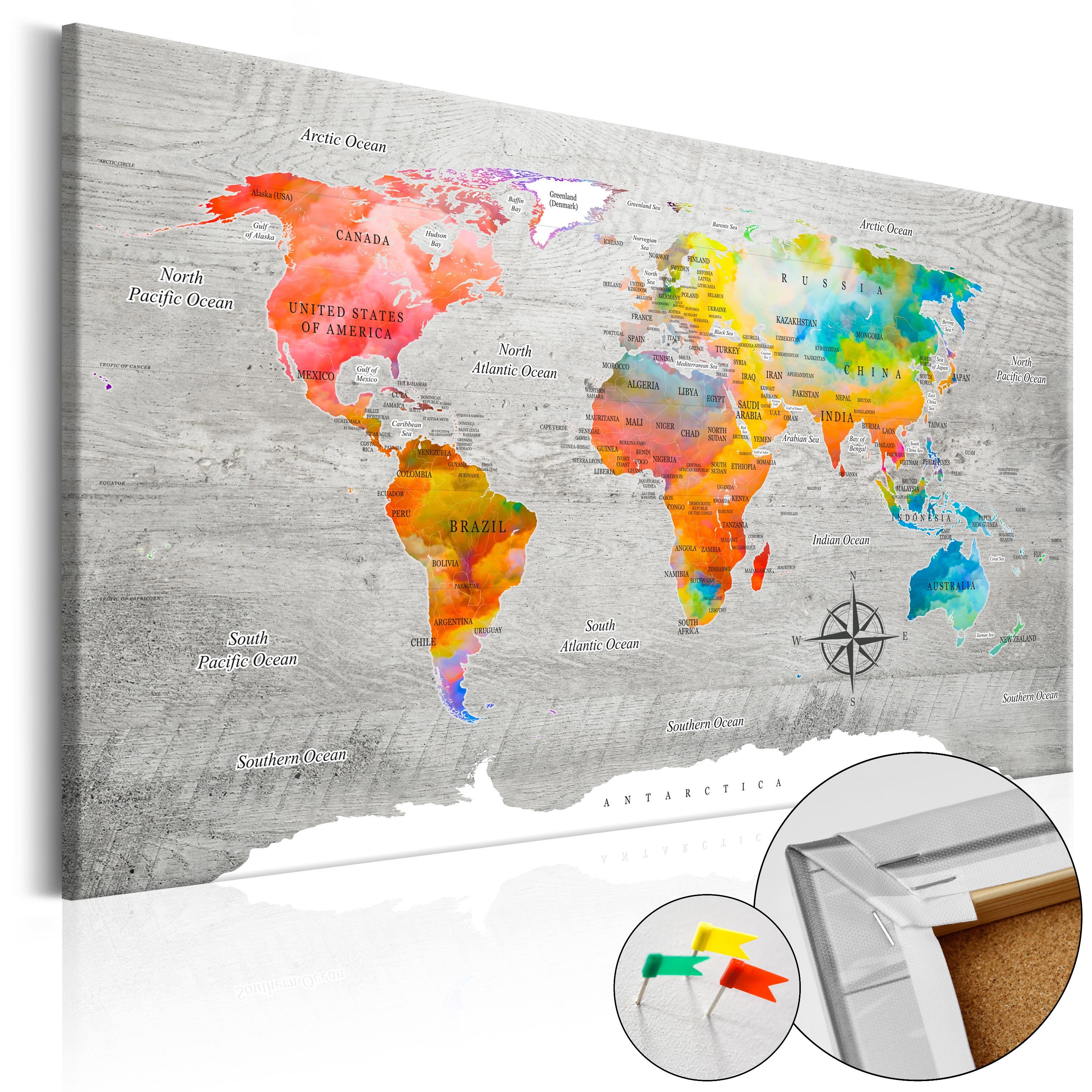 Quadri Di Sughero - Multicolored Travels [cork Map] Cm60x40h