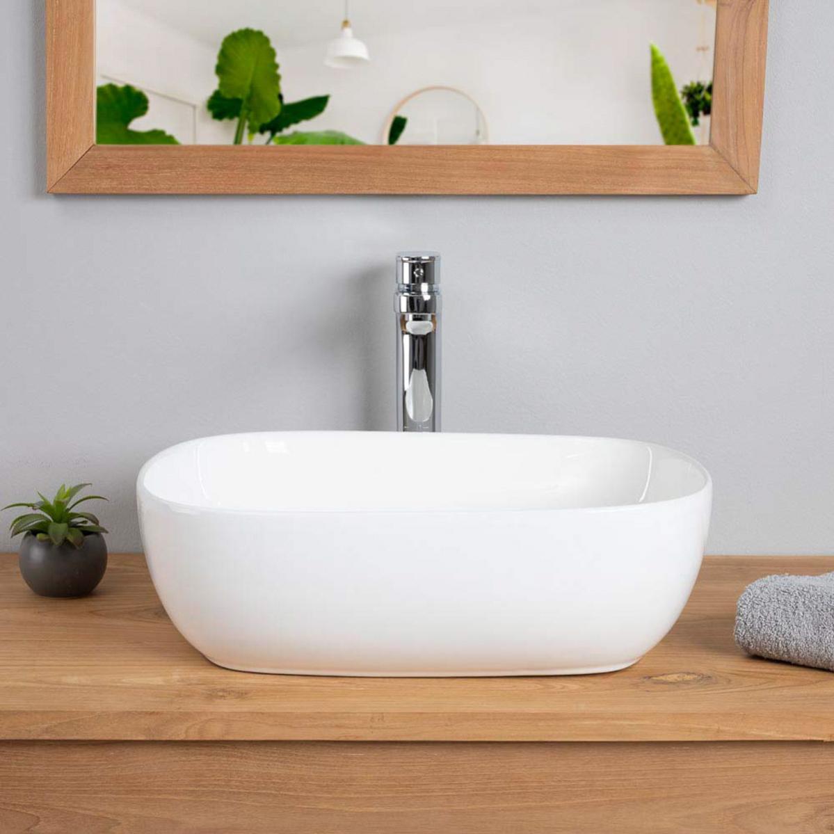 Lavabo rectangular de cerámica Phebie 50cm. | Leroy Merlin