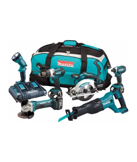 MAKITA Pack de 6 machines DLX6072PT 3 batteries 18 V 5 Ah Li ion Chargeur double Sac de transport Leroy Merlin
