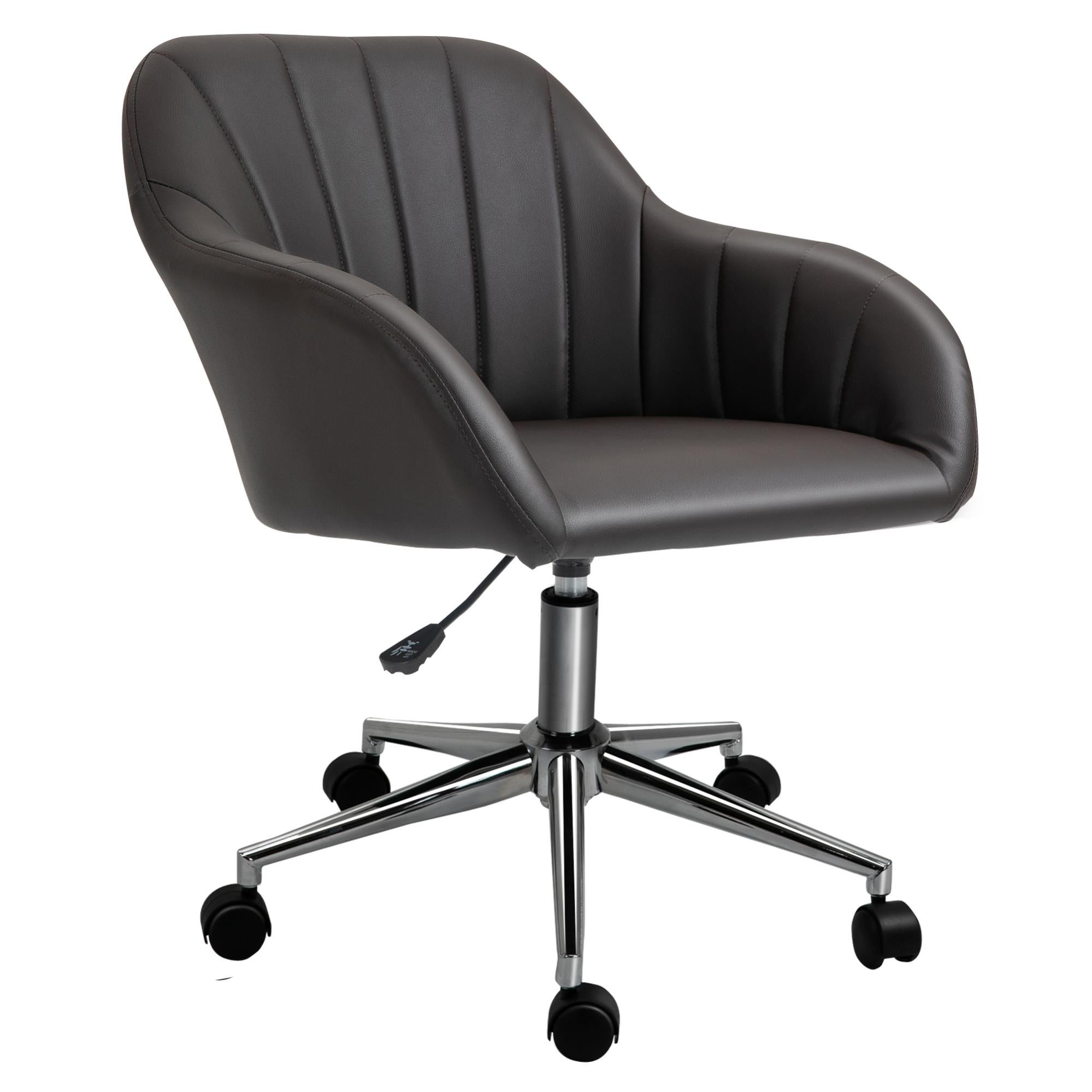 Vinsetto Sedia Da Ufficio Ergonomica In Similpelle, Altezza Della Seduta  Regolabile E Girevole, 60x59x79-89cm, Marrone | Leroy Merlin