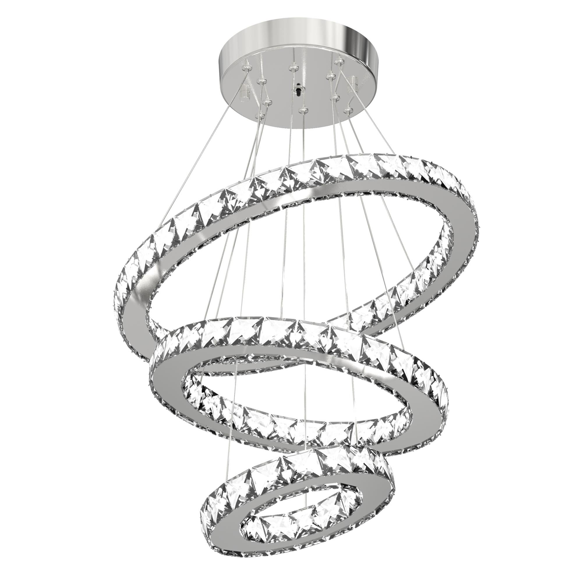 Lampadario A LED 5 Anelli Con Telecomando – 136W, Dimmabile, Altezza Regolabile, Colori Nero, Oro E Marrone, Per Grandi Spazi - 3