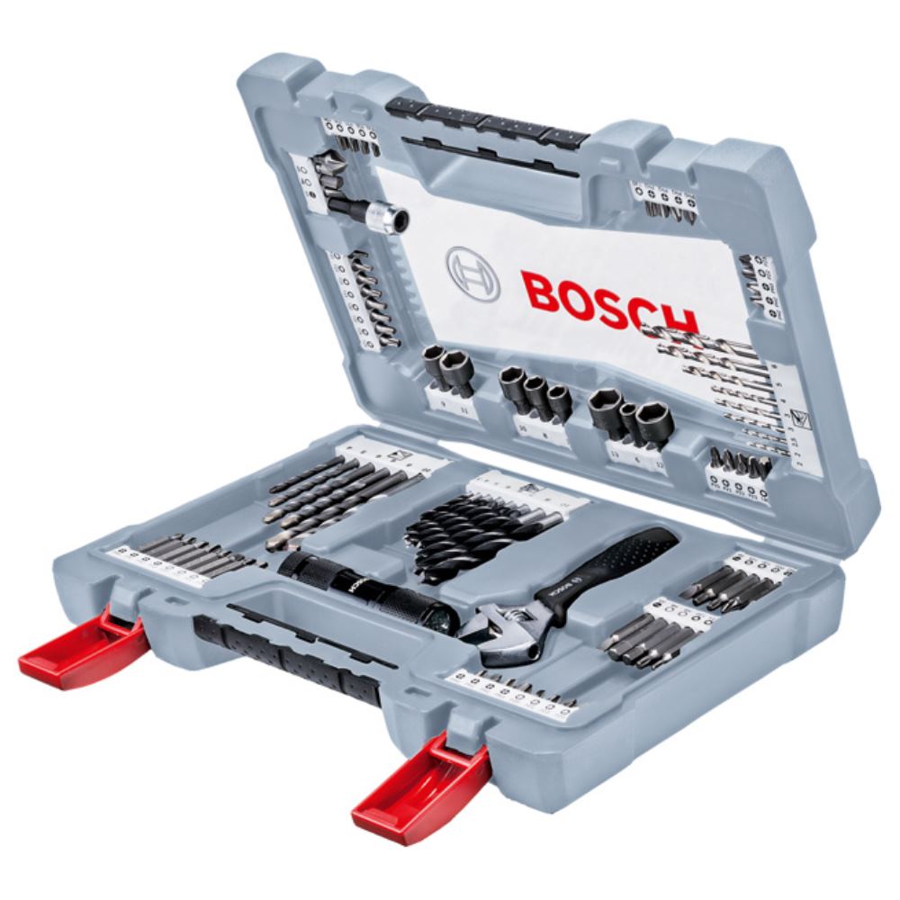 Bosch Professional 91 pièces Ensemble premium X-Line de d'embouts et forets  (foret à béton, foret pour carrelage, porte-embouts universel, butée de