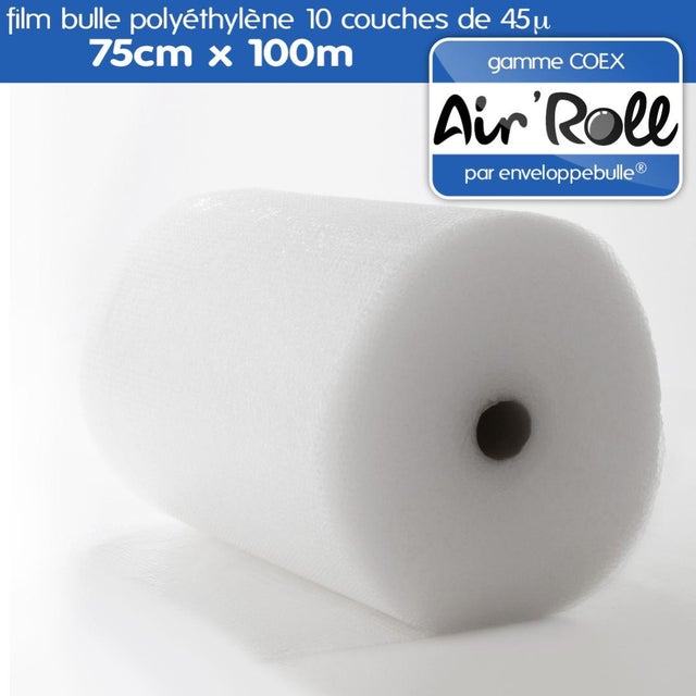 1 Rouleau de film bulle d'air largeur 75cm x longueur 100m - gamme Air'Roll COEX