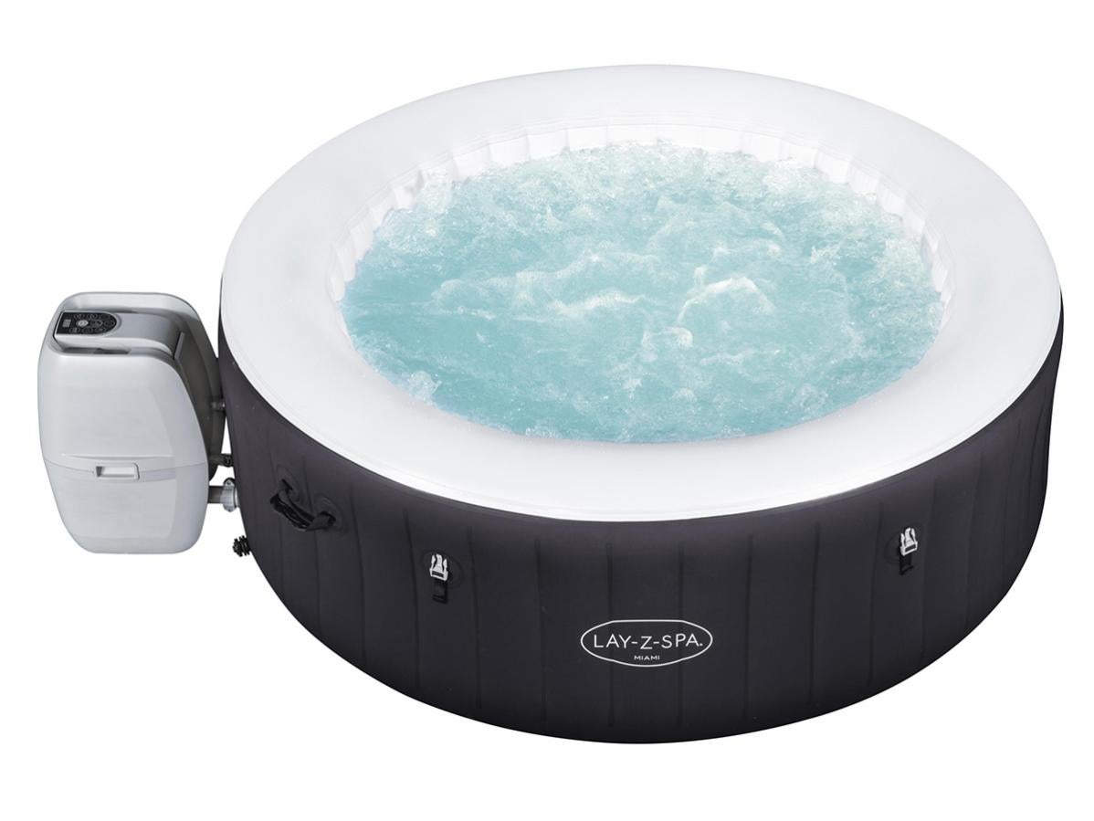 Spa Gonflable Bestway - Lay-Z-Spa Miami - 180 X 66 Cm - 2 A 4 Places - Rond (Inclus : Couverture, Cartouche Et Diffuseur)