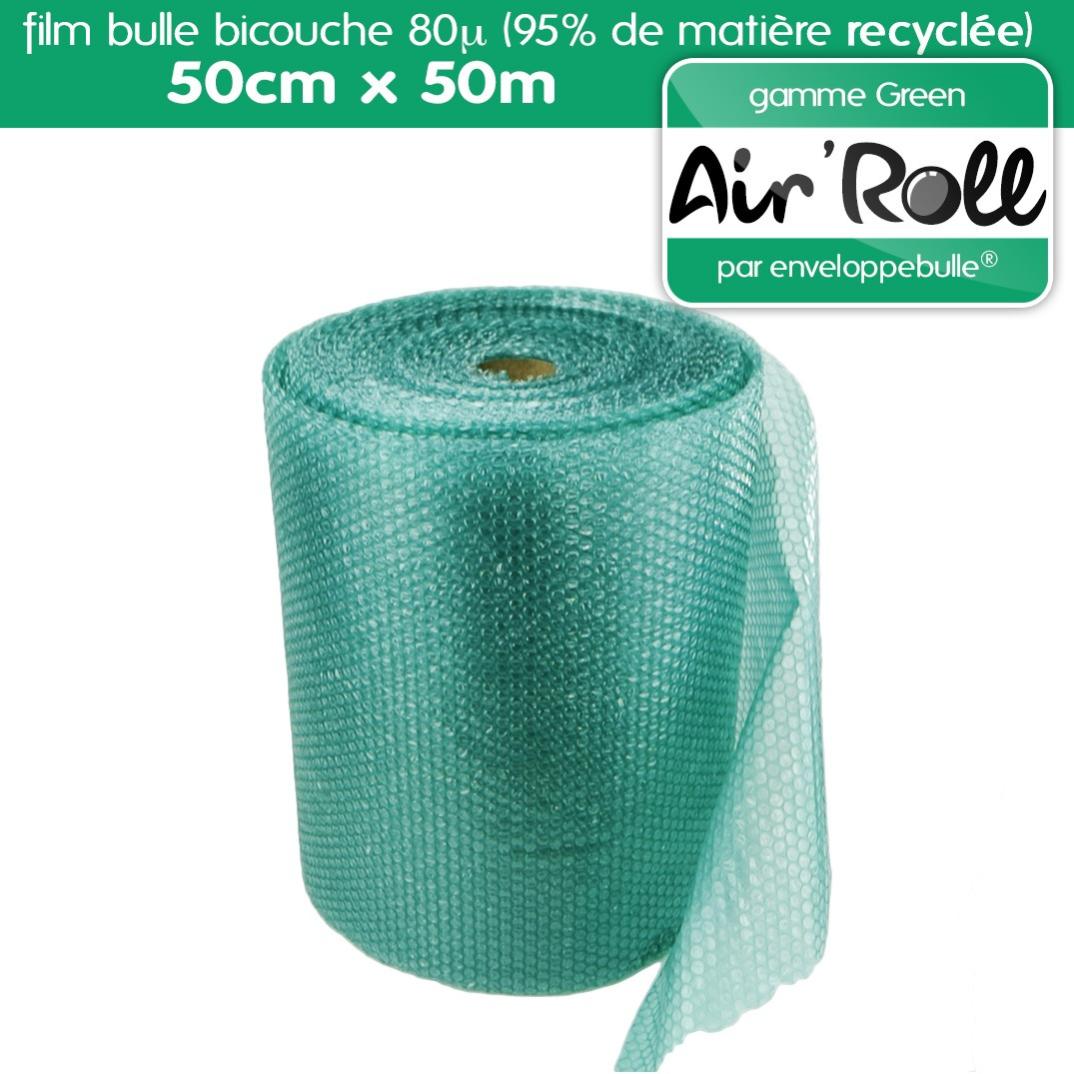 1 Rouleau de film bulle d'air RECYCLE largeur 50 cm x longueur 50 mètres - gamme Air'Roll GREEN de la marque enveloppebulle - 2