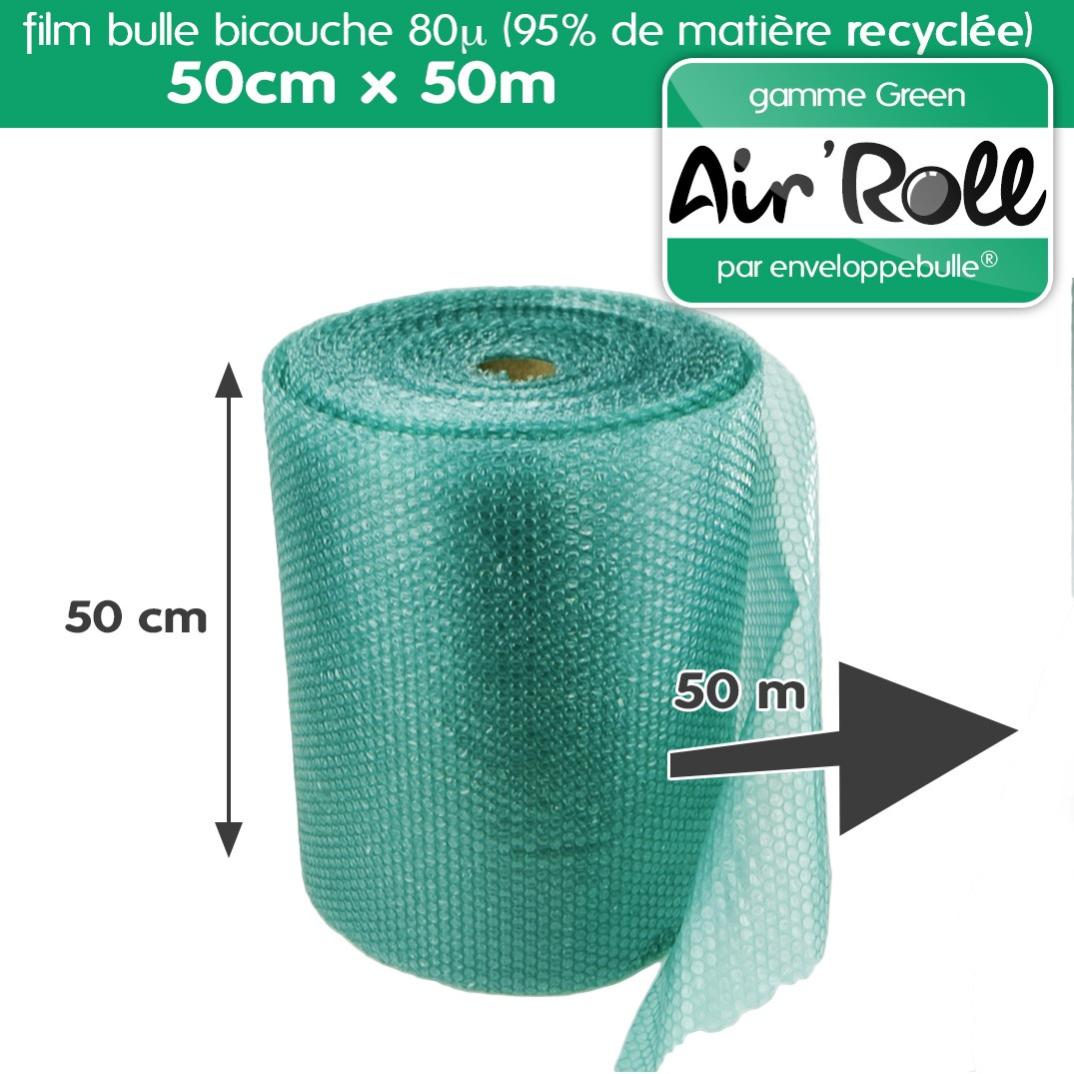 1 Rouleau de film bulle d'air RECYCLE largeur 50 cm x longueur 50 mètres - gamme Air'Roll GREEN de la marque enveloppebulle - 3