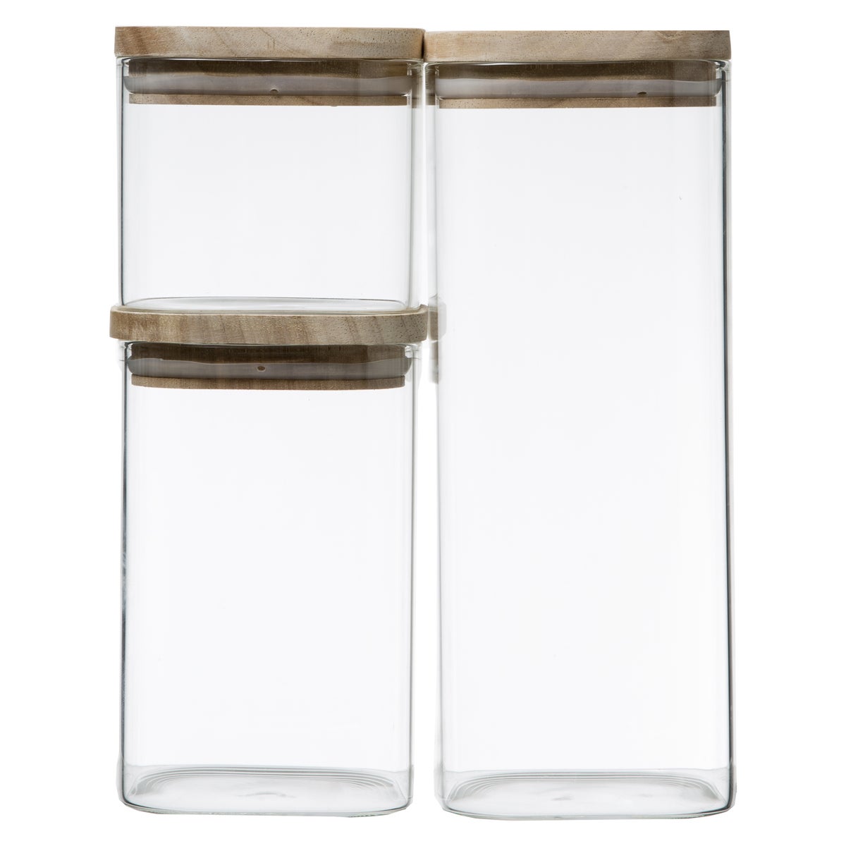 Bocaux en verre carrés écologiques réutilisables de la collection White  Label avec couvercles à clip en bois I Objectifs du garde-manger,  Organisation, Minimaliste, Articles ménagers, Bocal en verre -  France