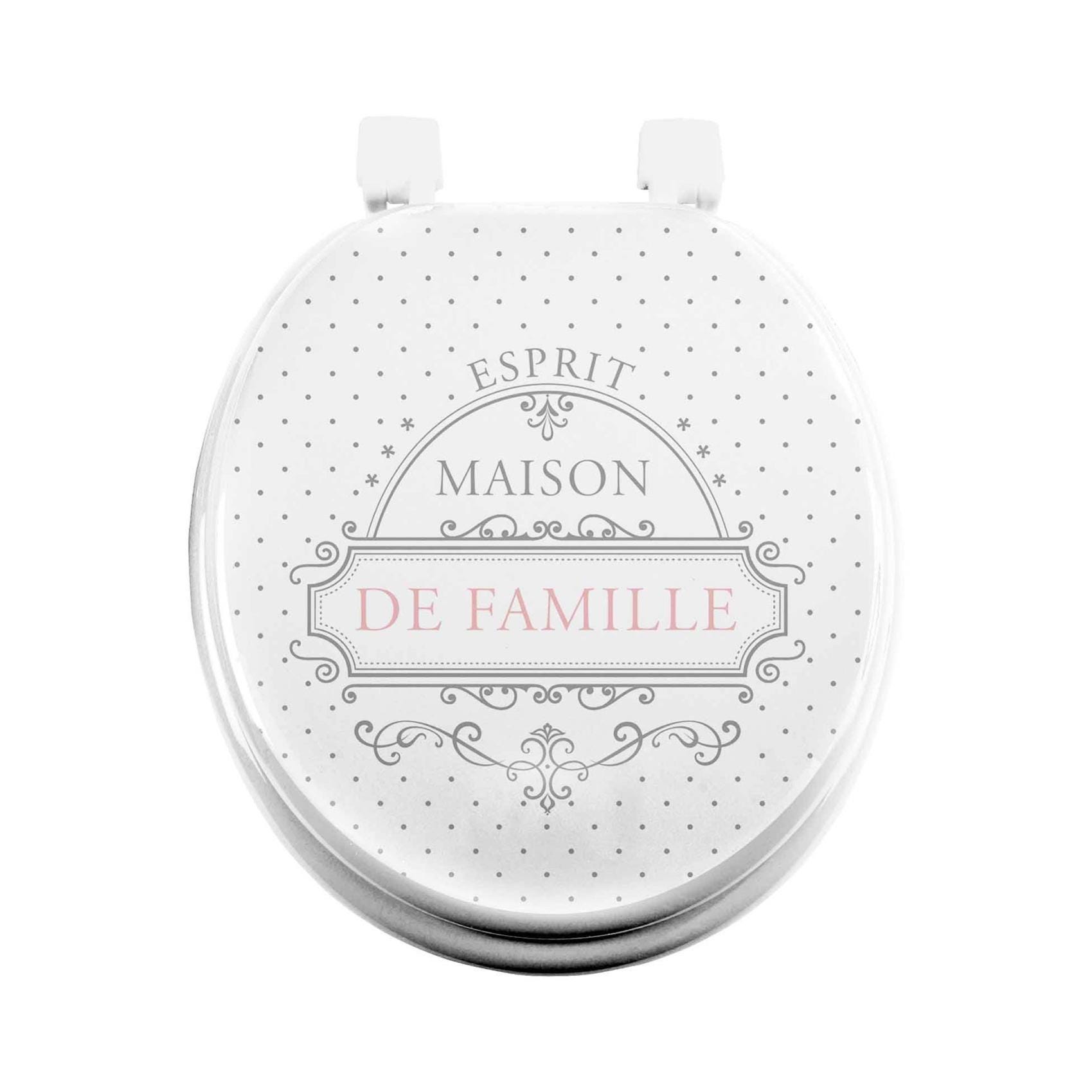 Abattant wc imprim maison de famille Blanc 37 x 47 cm Bois