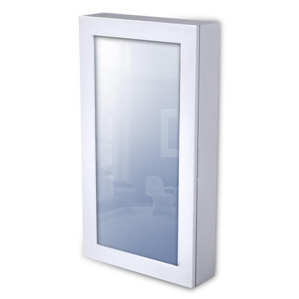 Armoire à bijoux design rétro 56 cm murale blanche miroir 1401036