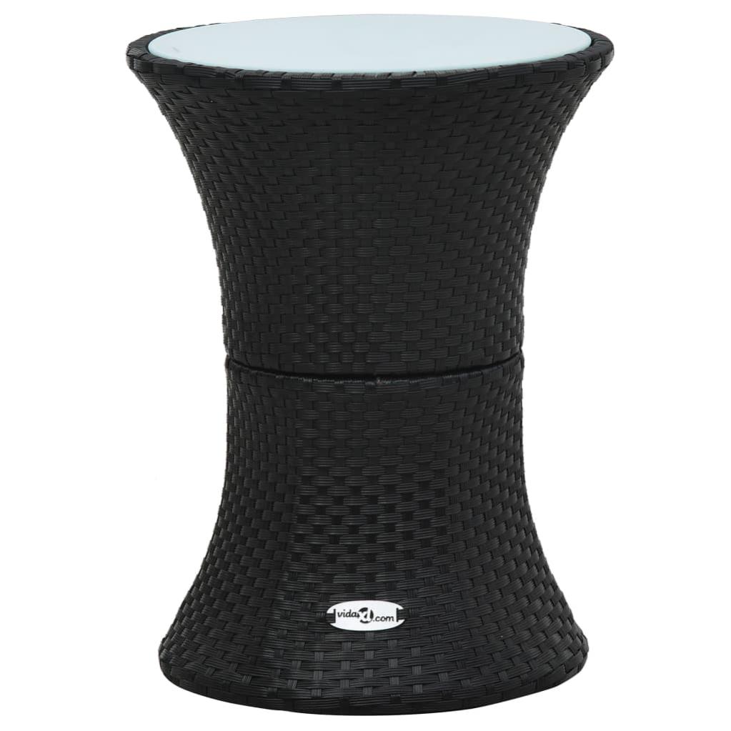 Vidaxl mesa de jardín en forma de tambor ratán sintético negro