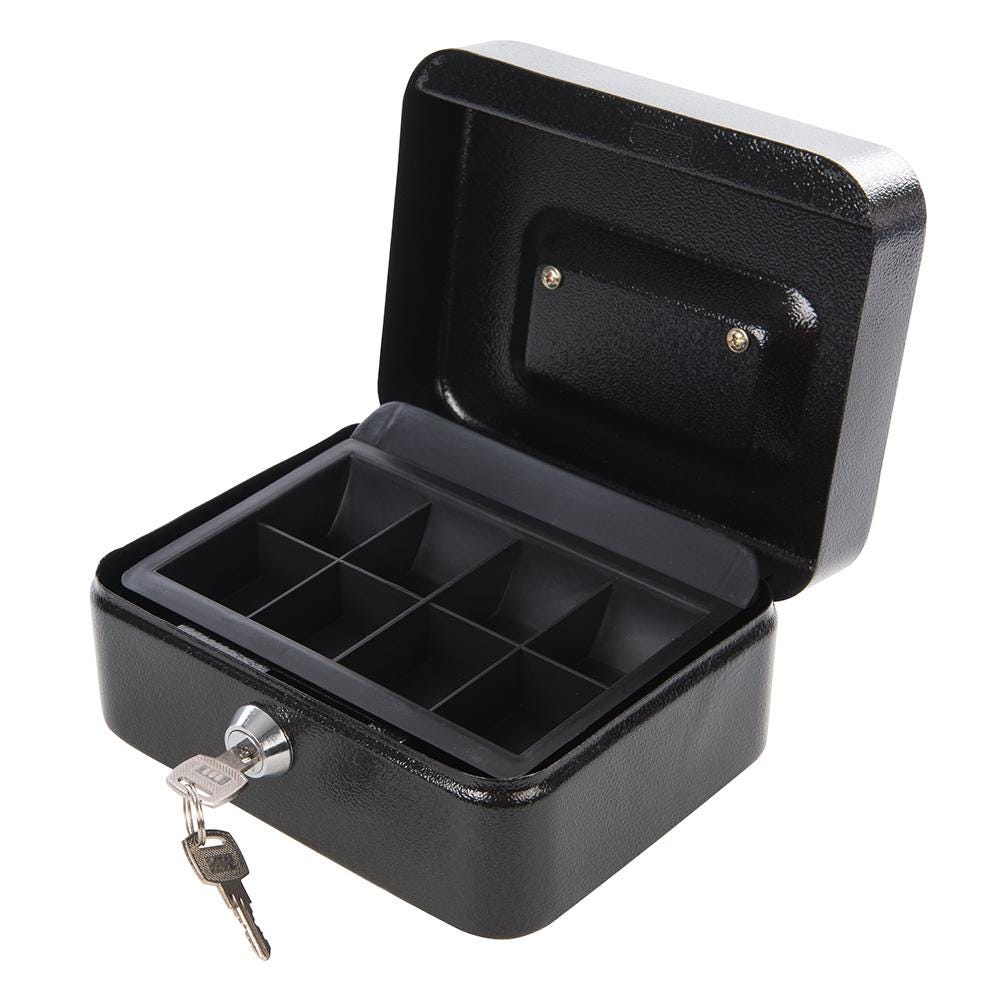 10 pouces Petite caisse en acier Boîte de sécurité avec plateau amovible et  serrure à clé 2 clés