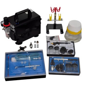 Acheter Kit d'aérographe multifonctionnel avec compresseur, ensemble d' aérographe portatif, double Action, 5 niveaux réglables