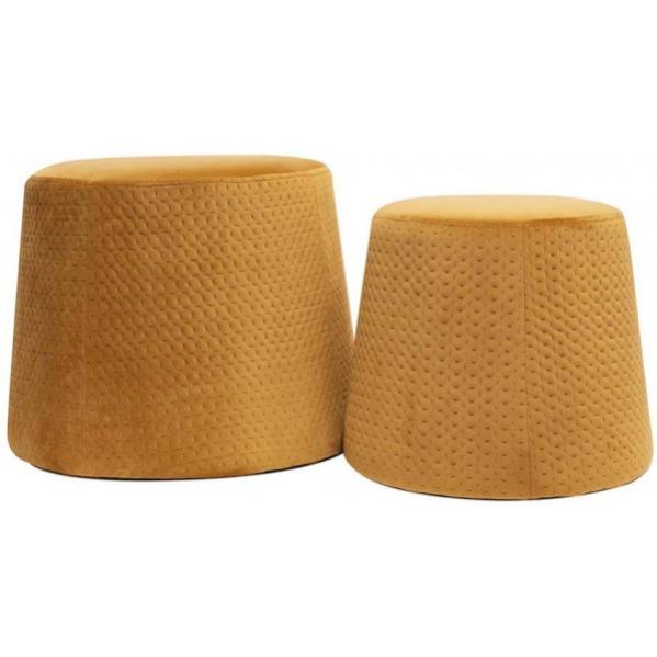 Poufs gigognes en velours gaufré (Lot de 2) ocre The Home Deco Factory