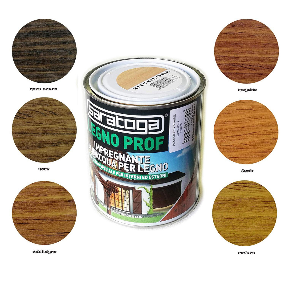 Legno prof 750ml impregnante per legno base acqua per interni ed esterni, colori disponibili noce - 2