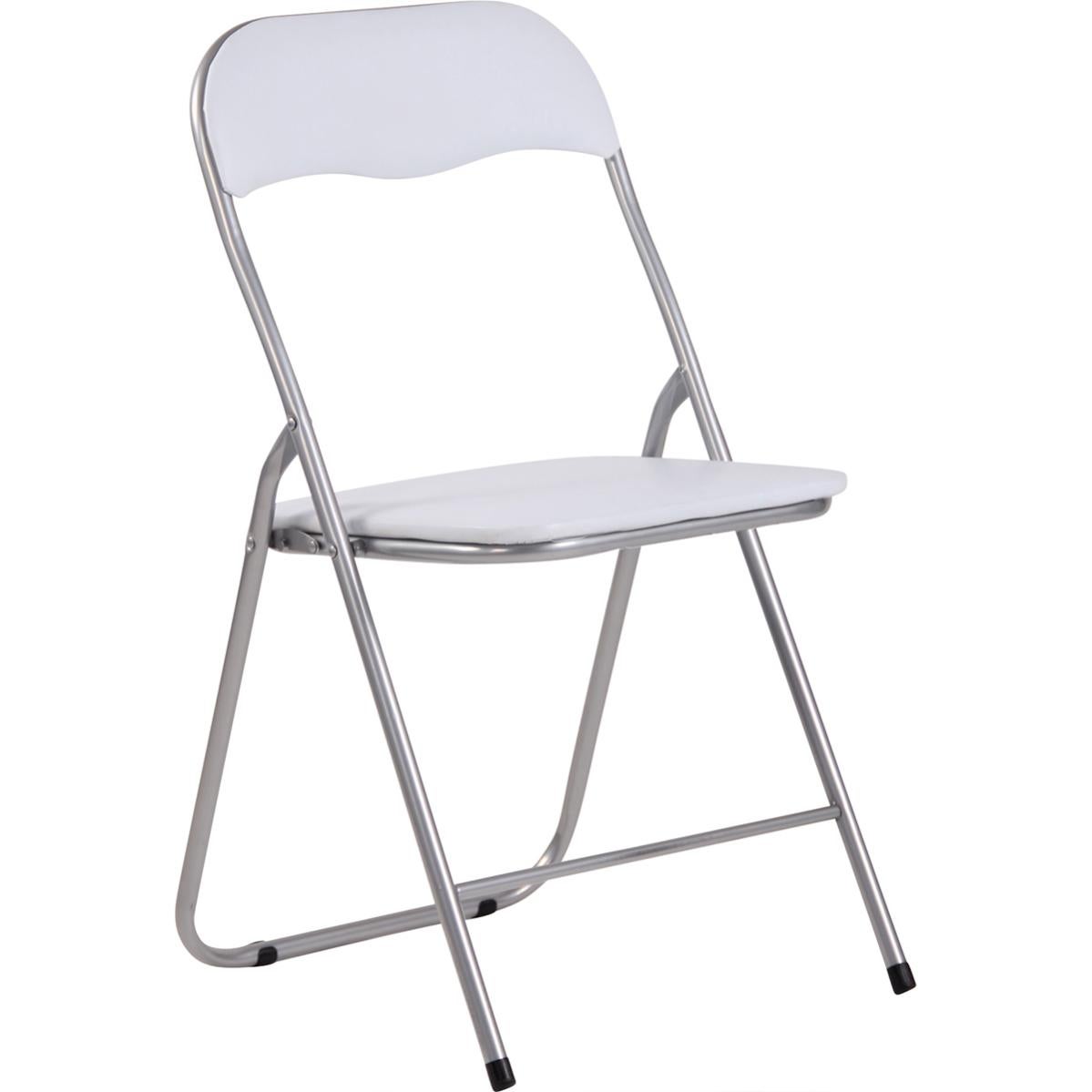 Sedia Pieghevole Felix In PVC Imbottita – Struttura In Metallo, Piedini Antigraffio, Capacità 100kg – Colore Bianco/Bianco, Per Eventi, Campeggio E Ufficio