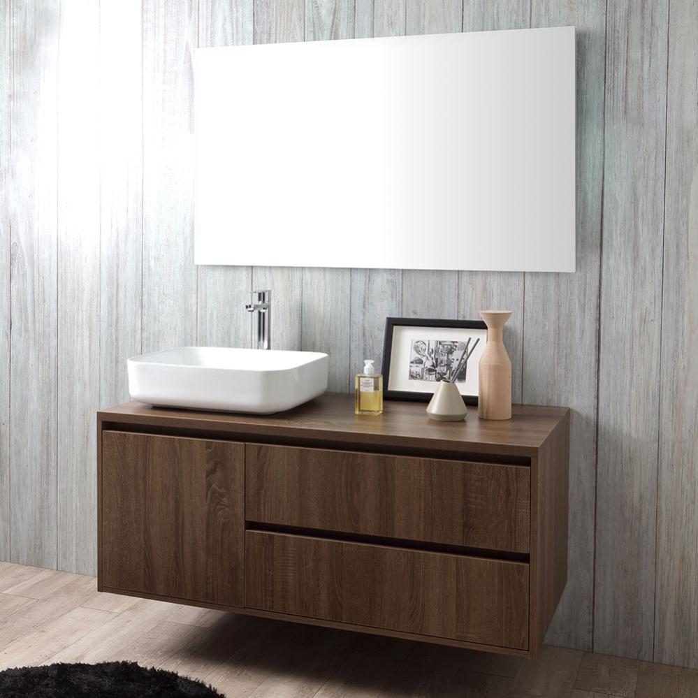 Meuble De Salle De Bain Suspendu GIRONA 120 Cm – 4 Tiroirs, Plateau Chêne Lancelot, Pour 2 Lavabos, Montage Facile