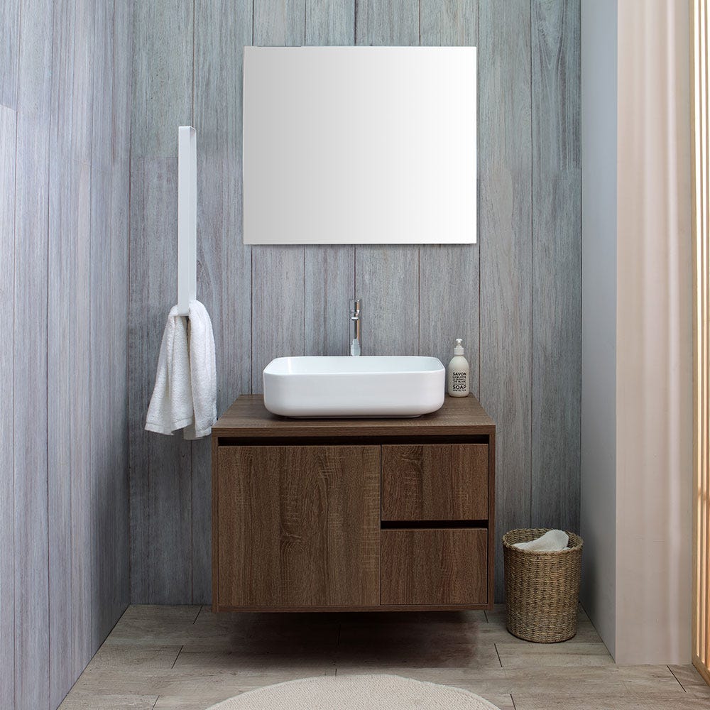 Mobile sottolavabo Yarmouth, Sotto lavabo bagno, Mobiletto da bagno con  specchio, Lavabo non incluso, 80x45h80 cm, Antracite e Rovere