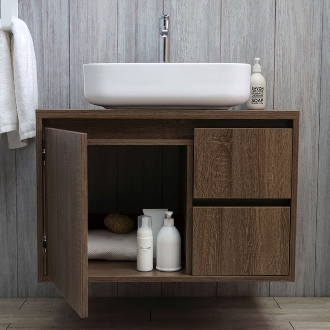 Set bagno con sottolavabo mobile basso e alto + armadio e specchio vari  colori colore : Nero