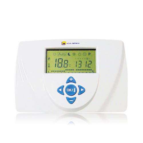 Thermostat filaire programmable blanc pour chaudière - contact sec